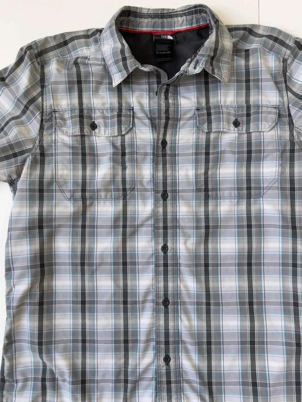 The North Face Gray Plaid Short-Sleeve Button Shirt